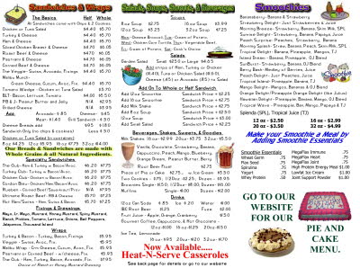 Cafe Menu Trifold Inside